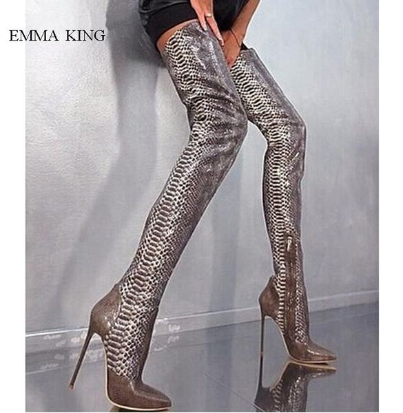 women snakeskin over the knee boots leather zipper ultra high heels thigh high long botas mujer winter shoes women big size, Black
women snakeskin over the knee boots leather zipper ultra high heels thigh high long botas mujer winter shoes women big size, Black
