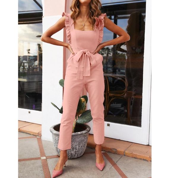 women's jumpsuits & rompers women linen shirred frill sleeves pockets jumpsuit ladies belted summer holiday overalls 2021 womens combin, Black;white
women's jumpsuits & rompers women linen shirred frill sleeves pockets jumpsuit ladies belted summer holiday overalls 2021 womens combin, Black;white