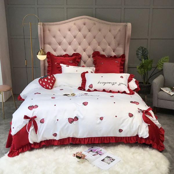bedding sets pure satin silk cotton set strawberry embroidery princess king size bed duvet cover sheet linen
bedding sets pure satin silk cotton set strawberry embroidery princess king size bed duvet cover sheet linen