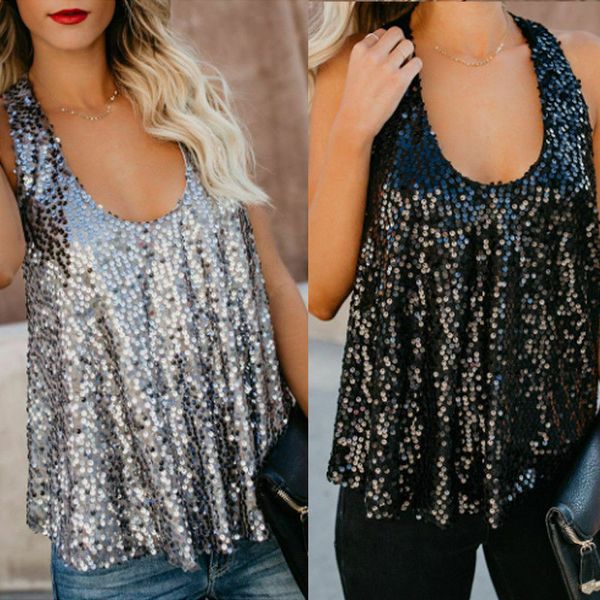 women summer sequined tanks casual sleeveless tank vest ladies girls party club loose solid strappy tank shirts, White
women summer sequined tanks casual sleeveless tank vest ladies girls party club loose solid strappy tank shirts, White