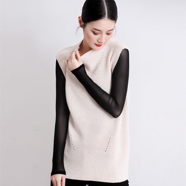 2019 autumn and winter women sleeveless vest sweater female turtleneck knitted pullovers vest loose wool sweater female, Black;white
2019 autumn and winter women sleeveless vest sweater female turtleneck knitted pullovers vest loose wool sweater female, Black;white