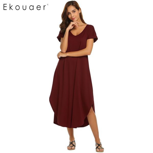 ekouaer women sleepshirts nightgown a-line night dress loose asymmetrical hem nightwear dress short sleeve nightdress home cloth, Black;red
ekouaer women sleepshirts nightgown a-line night dress loose asymmetrical hem nightwear dress short sleeve nightdress home cloth, Black;red