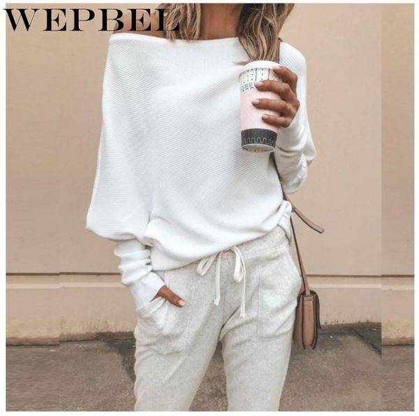 wepbel women's off-shoulder knit long sleeve fashion sweater solid color pullovers sweater plus size s-5xl, White;black
wepbel women's off-shoulder knit long sleeve fashion sweater solid color pullovers sweater plus size s-5xl, White;black