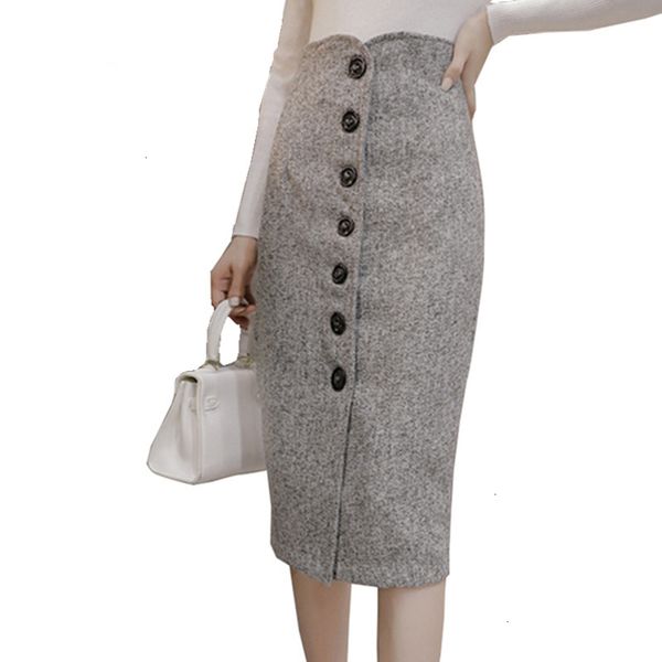 women skirts pencil skirt high waist woolen button pencil midi skirts office ladies office elegant grey wool wrap skirts faldas s1738, Black
women skirts pencil skirt high waist woolen button pencil midi skirts office ladies office elegant grey wool wrap skirts faldas s1738, Black