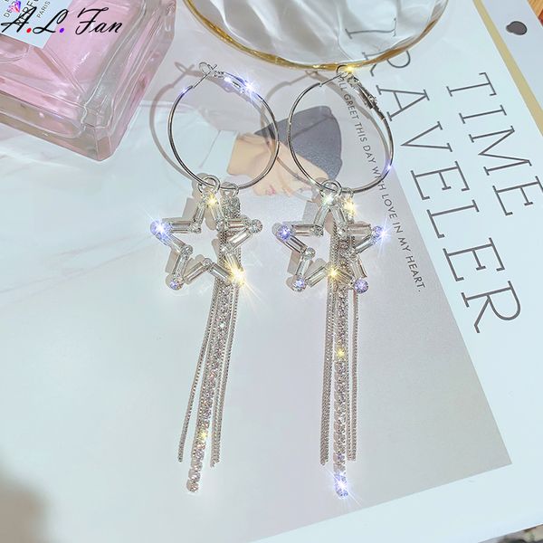 fashion exaggerated pentagram earrings zircon simple earrings fresh green shiny white personality tassel women sexy, Golden;silver
fashion exaggerated pentagram earrings zircon simple earrings fresh green shiny white personality tassel women sexy, Golden;silver