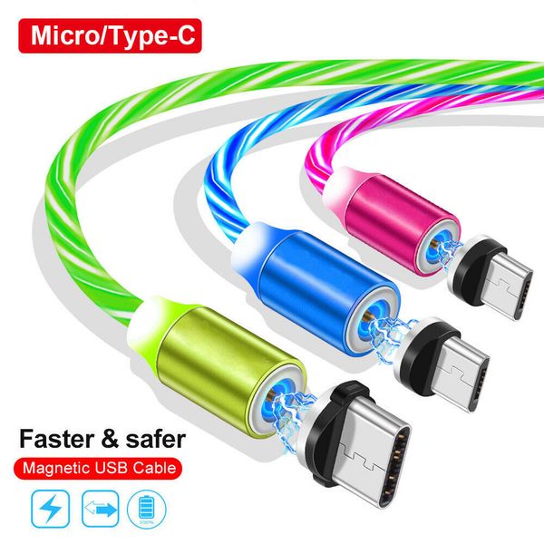 Magnetic type c micro u b cable quick charger cable flowing led light fa t charging cable for am ung 8 9 10 note 9 10 htc android phone Magnetic type c micro u b cable quick charger cable flowing led light fa t charging cable for am ung 8 9 10 note 9 10 htc android phone