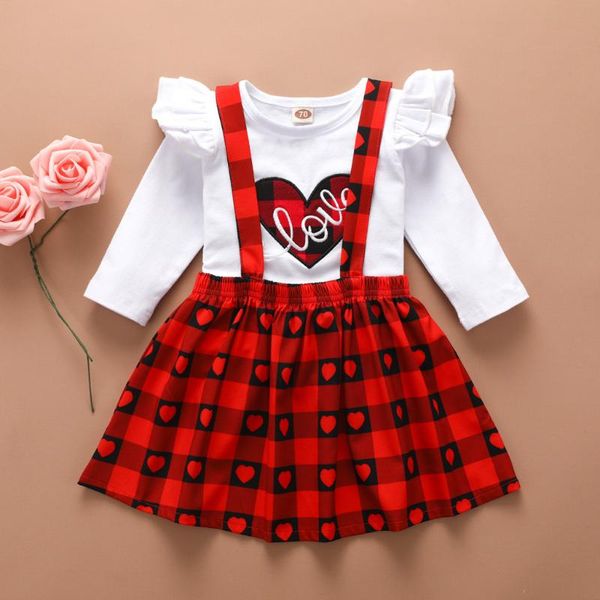 kids clothes girls summer sets valentine's day outfits heart tshirt plaid suspender skirts outfits toddler girls sets clothing, White
kids clothes girls summer sets valentine's day outfits heart tshirt plaid suspender skirts outfits toddler girls sets clothing, White