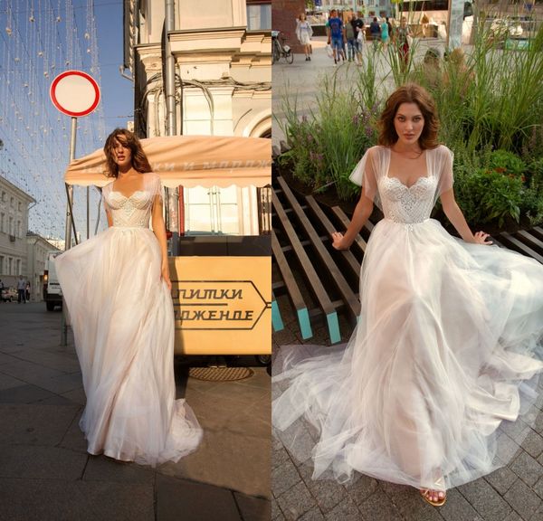 2020 papilio simple a line wedding dresses capped short sleeve appliques lace up tulle wedding dresses sweep train vestidos de novia, White
2020 papilio simple a line wedding dresses capped short sleeve appliques lace up tulle wedding dresses sweep train vestidos de novia, White