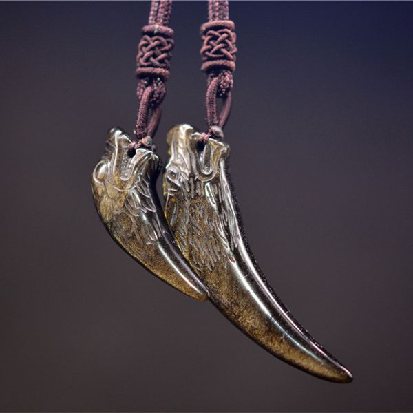 qianxu gold obsidian wolf teeth necklace pendant amulet jade pendant fine jewelry with chain, Silver
qianxu gold obsidian wolf teeth necklace pendant amulet jade pendant fine jewelry with chain, Silver