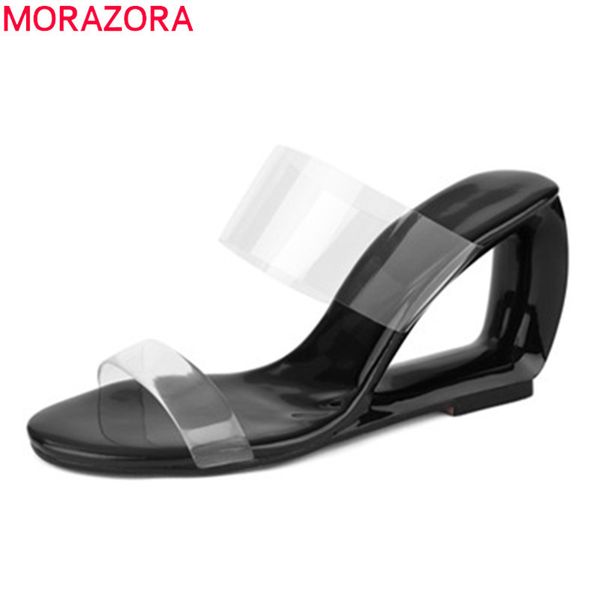 morazora 2019 unique women sandals pvc transparent party wedding shoes woman summer high heels wedges shoes woman big size, Black
morazora 2019 unique women sandals pvc transparent party wedding shoes woman summer high heels wedges shoes woman big size, Black