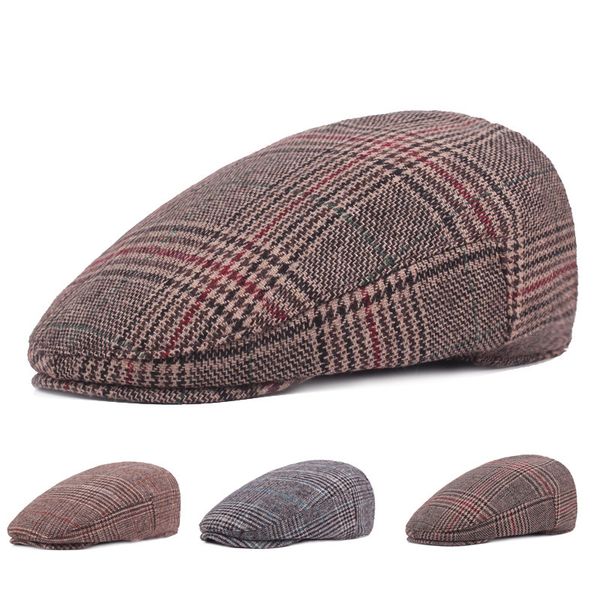 new fashion winter hat men's beret autumn and winter check cotton cap middle-aged hat ing, Blue;gray
new fashion winter hat men's beret autumn and winter check cotton cap middle-aged hat ing, Blue;gray