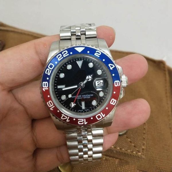 men wristwatchh gmt ii 2813 automatic movement 40mm black dial ceramic bezel mechanical watch for men, Slivery;brown
men wristwatchh gmt ii 2813 automatic movement 40mm black dial ceramic bezel mechanical watch for men, Slivery;brown