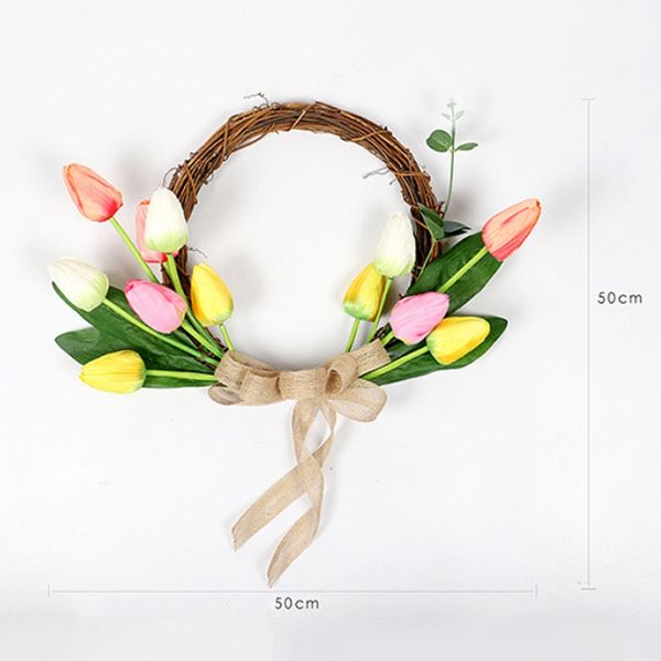 20-inch colorful silk tulips with green leaves artificial tulips garland front door hanging wreath wedding party holiday decor
20-inch colorful silk tulips with green leaves artificial tulips garland front door hanging wreath wedding party holiday decor