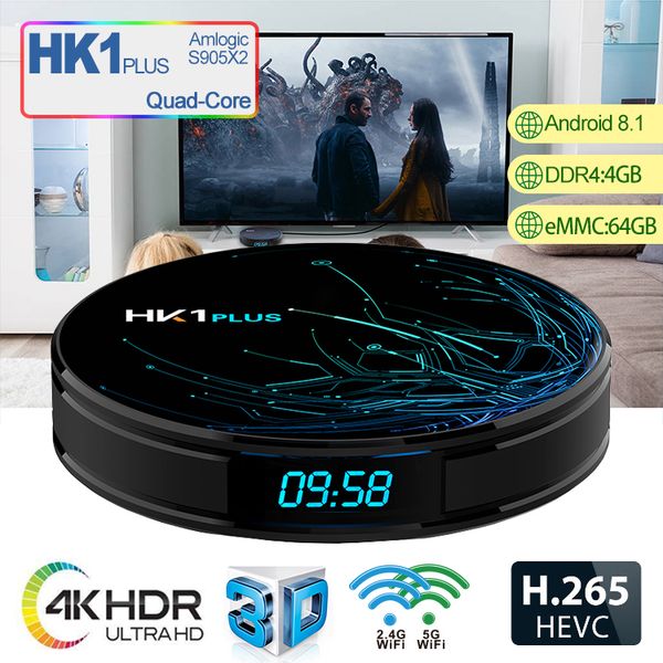 

Android 8.1 TV Box 4G 64G Amlogic S905X2 2.4G5.8G Wi-Fi BT4.2 1000M Smart TV Видеозапись Set Top Box