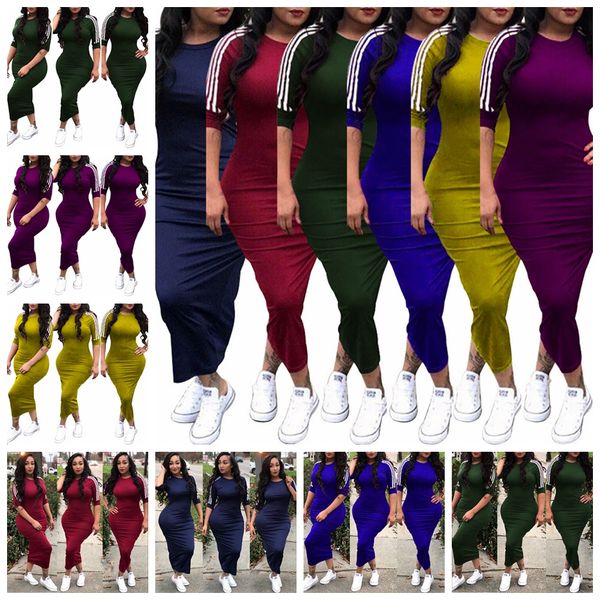 european spring and summer new solid color round neck half sleeve casual striped slim dress, support mixed batch, Black;gray
european spring and summer new solid color round neck half sleeve casual striped slim dress, support mixed batch, Black;gray