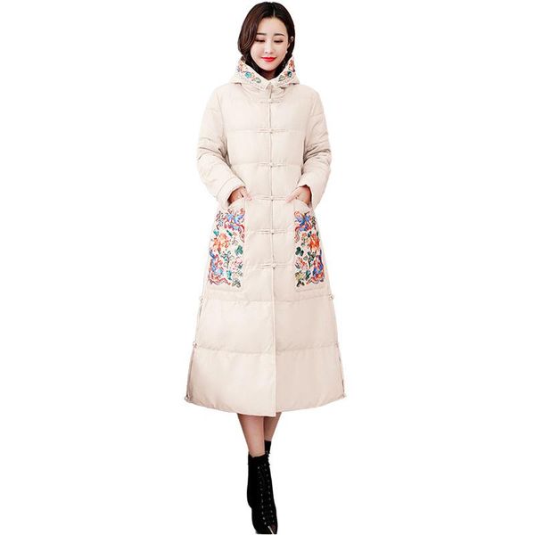 women 2018 winter chinese style embroidery cotton parka coat female national wind hooded thicken cotton coat lady long v350, Black
women 2018 winter chinese style embroidery cotton parka coat female national wind hooded thicken cotton coat lady long v350, Black