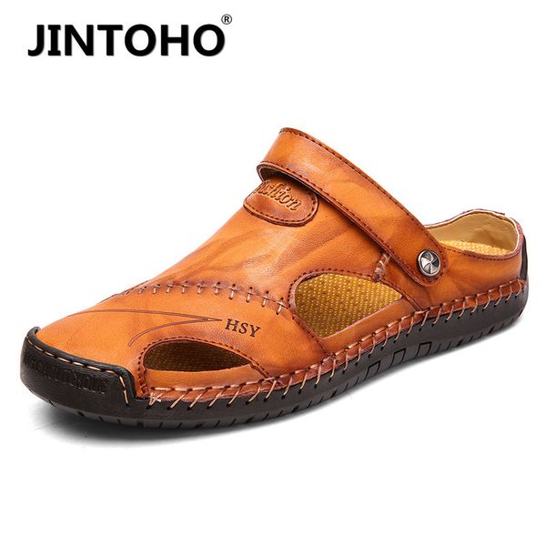 jintoho classic men's sandals summer leather beach sandals soft and comfortable home casual shoes y200702, Black
jintoho classic men's sandals summer leather beach sandals soft and comfortable home casual shoes y200702, Black