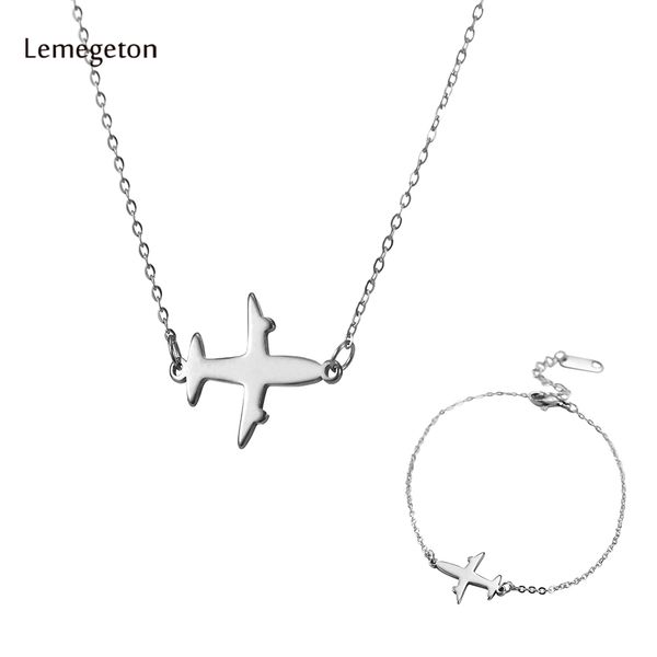 lemegeton fashion aircraft chain bracelets necklace for women plane charm jewelry sets stainless steel sets kids birthday gift, Silver
lemegeton fashion aircraft chain bracelets necklace for women plane charm jewelry sets stainless steel sets kids birthday gift, Silver