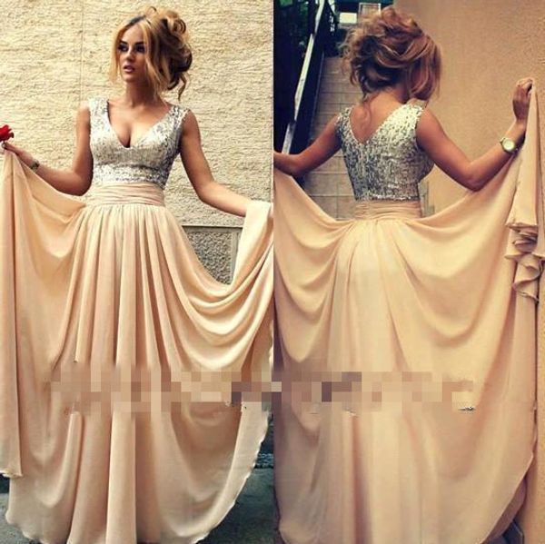 in stock sparkly sequined bridesmaid dresses a-line open back formal prom evening gown real pictures chiffon maid of honor gown cps046, White;pink
in stock sparkly sequined bridesmaid dresses a-line open back formal prom evening gown real pictures chiffon maid of honor gown cps046, White;pink