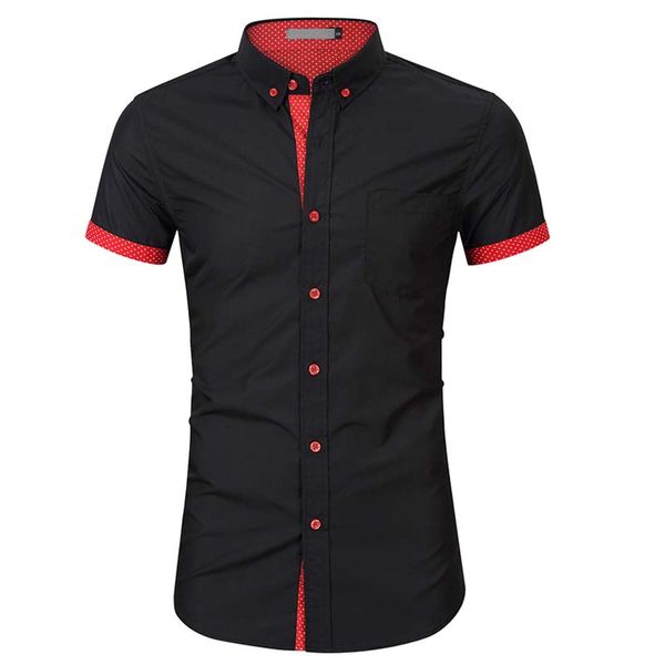 men's casual shirts short sleeve shirt summer men coat lapels, color matching business gentleman dot design, White;black
men's casual shirts short sleeve shirt summer men coat lapels, color matching business gentleman dot design, White;black