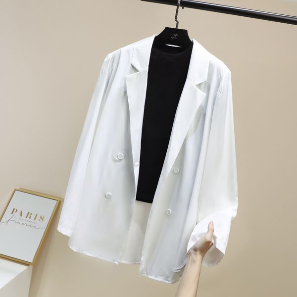 women's suits & blazers chic suit jacket summer thin coat woman female 2021 loose casual british style white balzer, White;black
women's suits & blazers chic suit jacket summer thin coat woman female 2021 loose casual british style white balzer, White;black