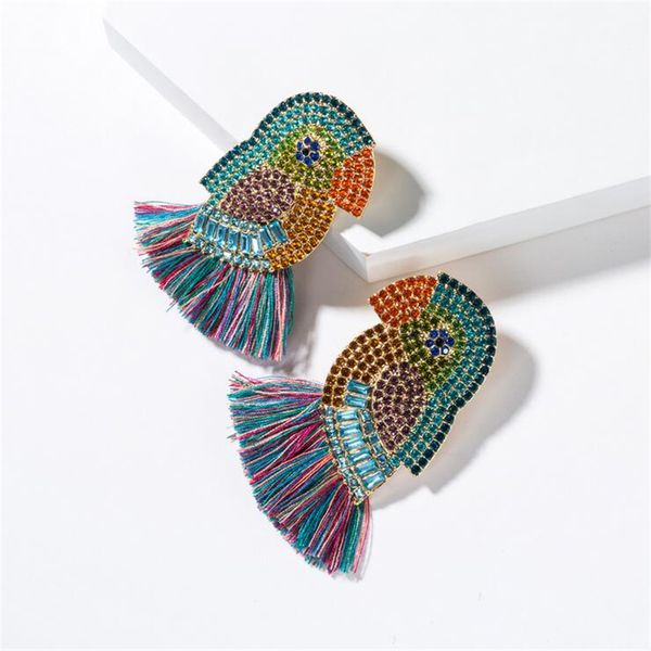 vintage studded colored rhinestone parrot tassel earrings personality animal fashion statement earrings jewelry, Silver
vintage studded colored rhinestone parrot tassel earrings personality animal fashion statement earrings jewelry, Silver