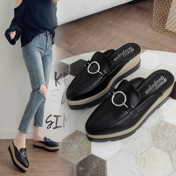 shoes women cover toe slippers casual platform slides pantofle med soft luxury flat 2020 bonded leather pu spring fashion, Black
shoes women cover toe slippers casual platform slides pantofle med soft luxury flat 2020 bonded leather pu spring fashion, Black