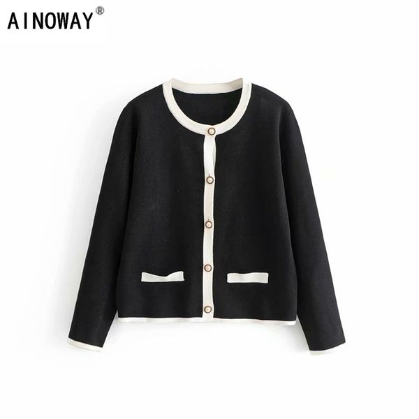 vintage chic women autumn deep v-neck long sleeve cardigan sweaters ladies loose retro contrast color knitted sweater oversize, White;black
vintage chic women autumn deep v-neck long sleeve cardigan sweaters ladies loose retro contrast color knitted sweater oversize, White;black