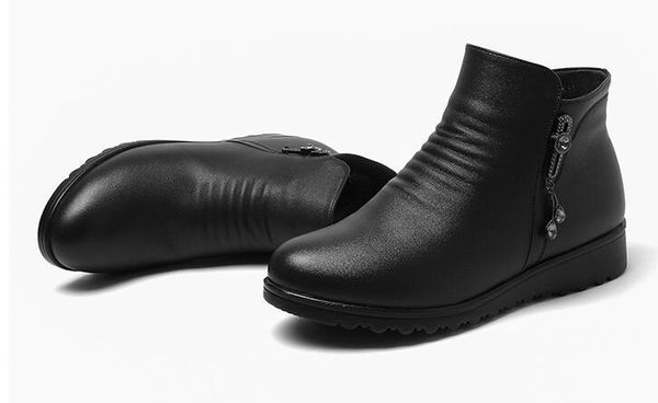 new winter new warm plus velvet round head wedge flat-bottomed boots middle-aged women's cotton shoes low heel, Black
new winter new warm plus velvet round head wedge flat-bottomed boots middle-aged women's cotton shoes low heel, Black