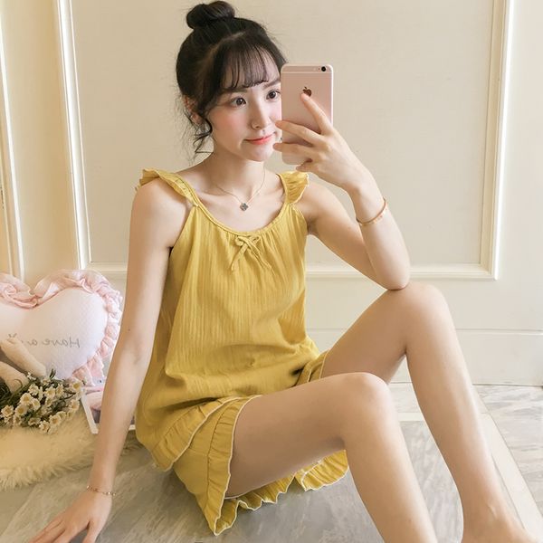 pajamas women's summer strap two piece suit short-sleeved cotton thin korean-style spring and autumn leisure, Black;red
pajamas women's summer strap two piece suit short-sleeved cotton thin korean-style spring and autumn leisure, Black;red