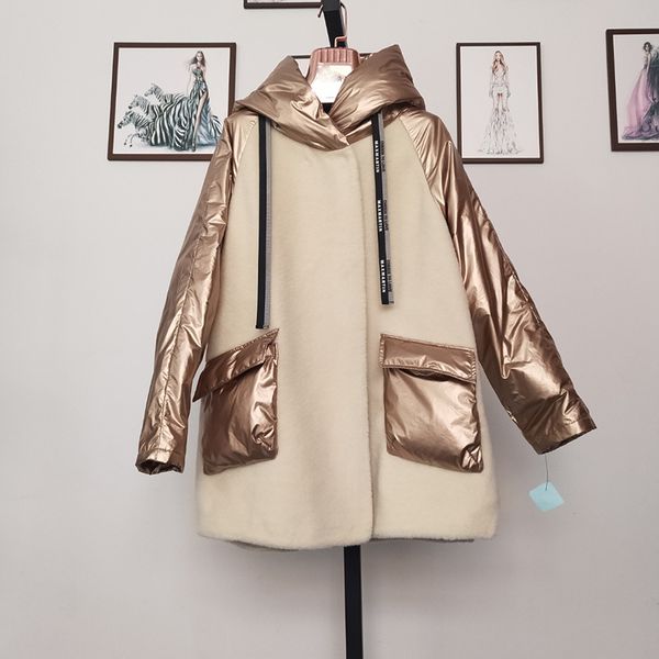 women's down & parkas high grade wool fur jacket winter 2021 women parka coat white duck splice sheep shearing warm, Black
women's down & parkas high grade wool fur jacket winter 2021 women parka coat white duck splice sheep shearing warm, Black