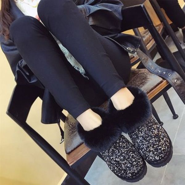 fur shoes female autumn and winter new 2019 wild flat bottom plus velvet sequin snow boots thick short boots, Black
fur shoes female autumn and winter new 2019 wild flat bottom plus velvet sequin snow boots thick short boots, Black