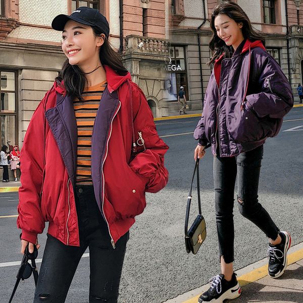 2019 new women winter jacket fashion korean style wear on both sides padded outwear parkas plus size cotton female hooded coat, Tan;black
2019 new women winter jacket fashion korean style wear on both sides padded outwear parkas plus size cotton female hooded coat, Tan;black
