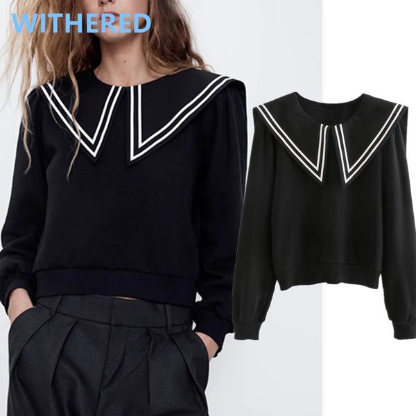 dave&di 2020 england style vintage high street navy sailor collar patchwork short sweatshirt women hoodies pullovers, Black
dave&di 2020 england style vintage high street navy sailor collar patchwork short sweatshirt women hoodies pullovers, Black