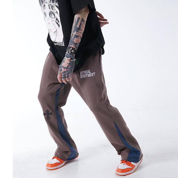 color block cross letter print sweatpants men and women loose drawstring streetwear casual pants hip hop baggy trousers, Black
color block cross letter print sweatpants men and women loose drawstring streetwear casual pants hip hop baggy trousers, Black