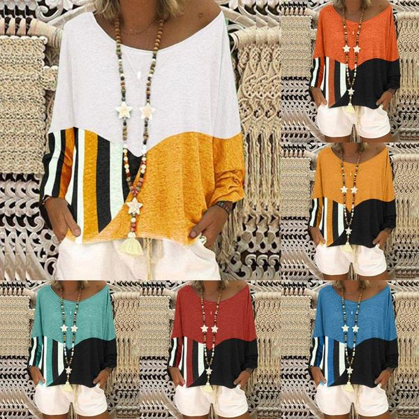 round collar color matching t-shirt plus size women's clothing, White
round collar color matching t-shirt plus size women's clothing, White