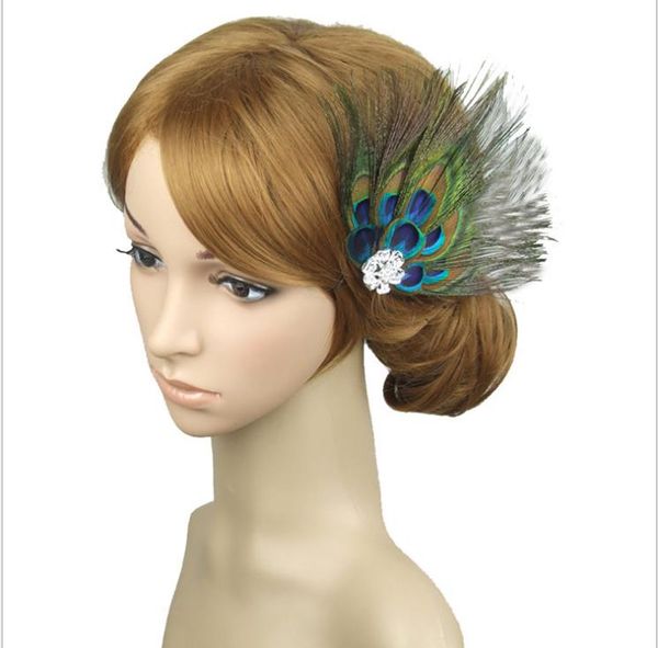 european and american retro peacock feather side clip female dance hairdress double peacock feather bride headdress, Silver
european and american retro peacock feather side clip female dance hairdress double peacock feather bride headdress, Silver