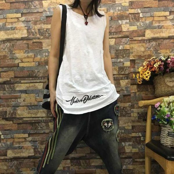 cotton tees tanks t shirt long sleeveless for women summer letters fashion casual loose elegant white 80719
cotton tees tanks t shirt long sleeveless for women summer letters fashion casual loose elegant white 80719