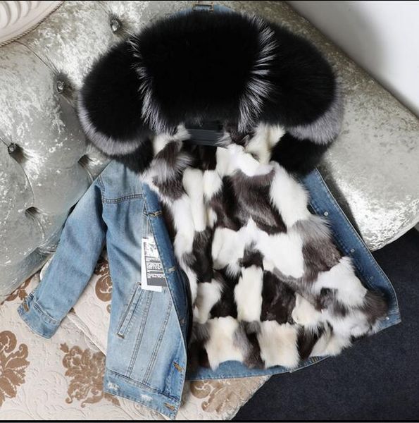 black fox fur trim hoody maomaokong brand black white plaid fox fur lining demin blue parkas women short jackets
black fox fur trim hoody maomaokong brand black white plaid fox fur lining demin blue parkas women short jackets