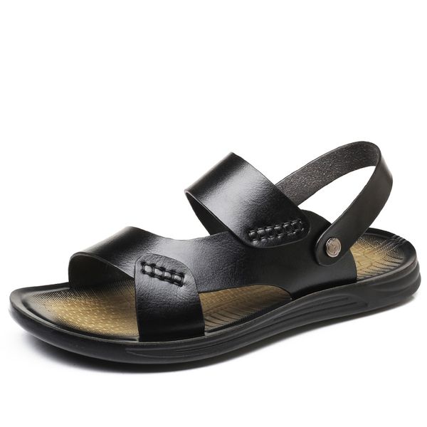 2019 new korean version of the trend of casual soft bottom slippers men's personality outdoor wear leather sandals, Black
2019 new korean version of the trend of casual soft bottom slippers men's personality outdoor wear leather sandals, Black