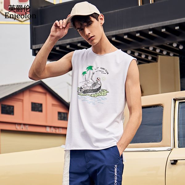 enjeolon summer sleeveless print men tank casual 100% cotton male streetwear vest new arrival t5178, White;black
enjeolon summer sleeveless print men tank casual 100% cotton male streetwear vest new arrival t5178, White;black
