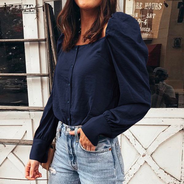 zanzea 2020 fashion women and blouses puff sleeve work office shirts casual square neck tunic blusas femininas chemise, White
zanzea 2020 fashion women and blouses puff sleeve work office shirts casual square neck tunic blusas femininas chemise, White