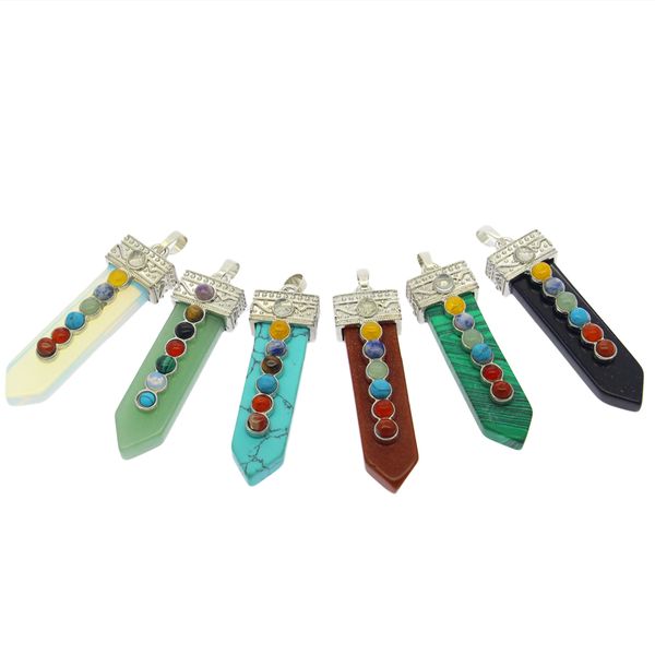 fashion natural gemstone jewelry agate crystal sword shape seven chakra pendant creative natural stone surprise gift, Silver
fashion natural gemstone jewelry agate crystal sword shape seven chakra pendant creative natural stone surprise gift, Silver