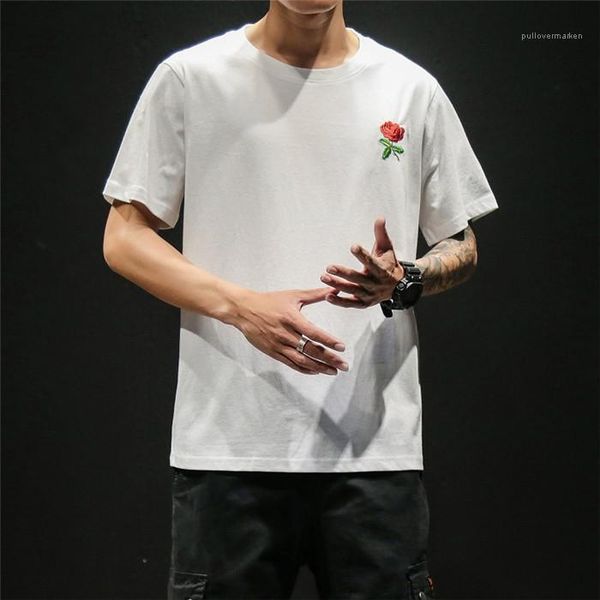 summer clothes male designer tees mens rose embroidered tshirt short sleeve crew neck loose, White;black
summer clothes male designer tees mens rose embroidered tshirt short sleeve crew neck loose, White;black