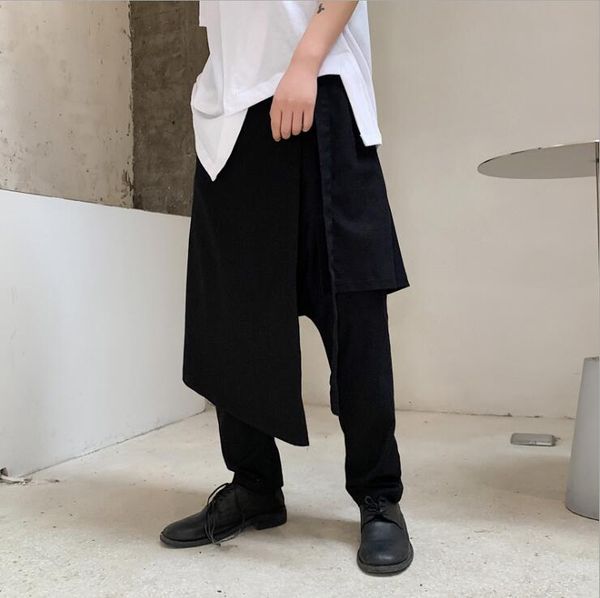 japanese hair stylist personality fashion irregular fake two harem pants trend men's hip-hop pants singer costumes, Black
japanese hair stylist personality fashion irregular fake two harem pants trend men's hip-hop pants singer costumes, Black