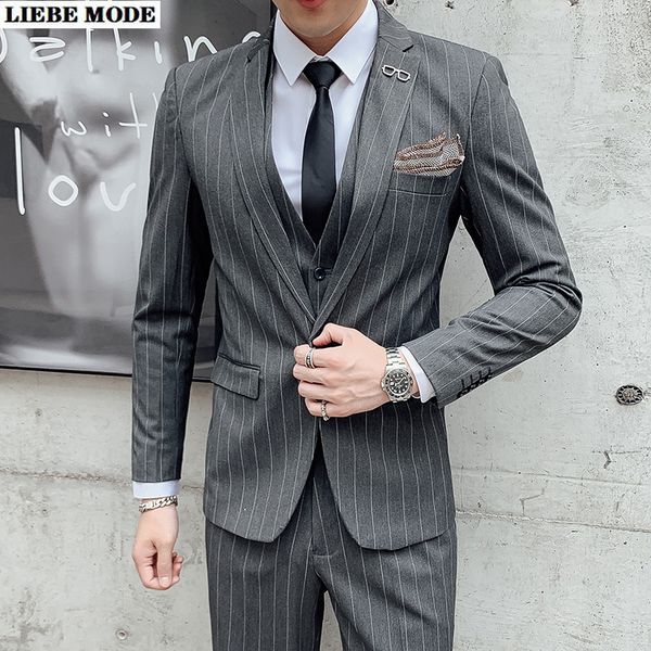 male black grey striped tuxedo groom wedding suit for men slim fit formal business suits blazer vest pant fashion 3 pieces set, White;black
male black grey striped tuxedo groom wedding suit for men slim fit formal business suits blazer vest pant fashion 3 pieces set, White;black