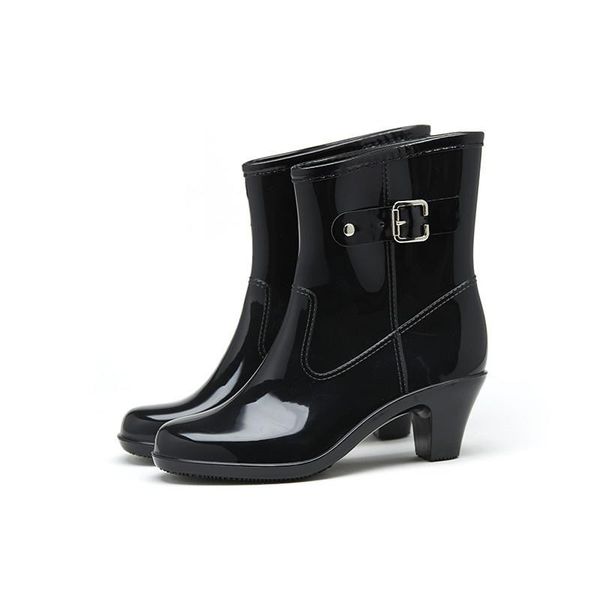 women fashion pvc mid-calf rain boots buckle high heels rainboots waterproof water shoes woman, Black
women fashion pvc mid-calf rain boots buckle high heels rainboots waterproof water shoes woman, Black