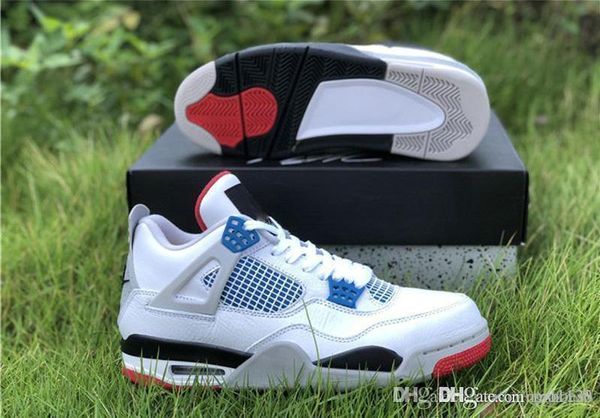 shoes the red grey white 4s basketball shoes retro white cement fire red military blue sneakers 40-47