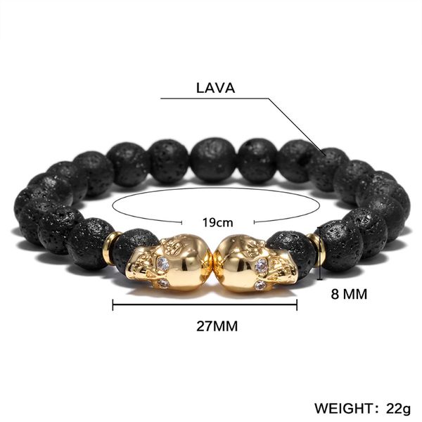 punk double skull head design beads bracelet 4 color natural stone beaded lava braclet for men biker wristband jewelry homme, Black
punk double skull head design beads bracelet 4 color natural stone beaded lava braclet for men biker wristband jewelry homme, Black