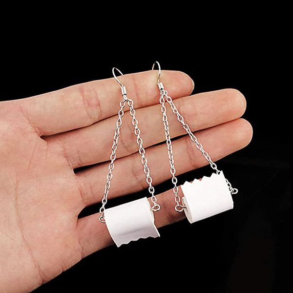 new personality toilet roll drop earrings creative tissue geometric earrings fashion jewelry roll paper earrings, Silver
new personality toilet roll drop earrings creative tissue geometric earrings fashion jewelry roll paper earrings, Silver